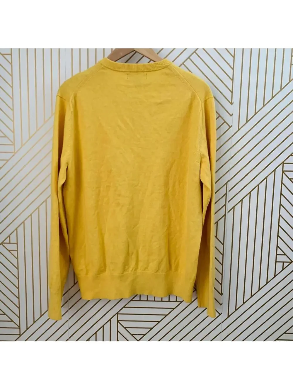 Banana Republic Cotton Cashmere blend saffron v neck sweater yellow gold L